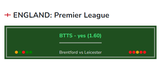 Soccer prediction Brentford vs Leicester