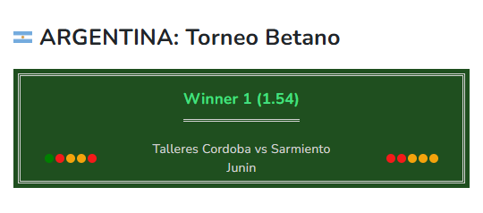 Talleres Cordoba vs Sarmiento Junin