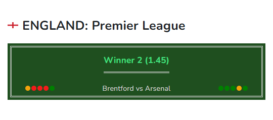 Soccer prediction Brentford vs Arsenal